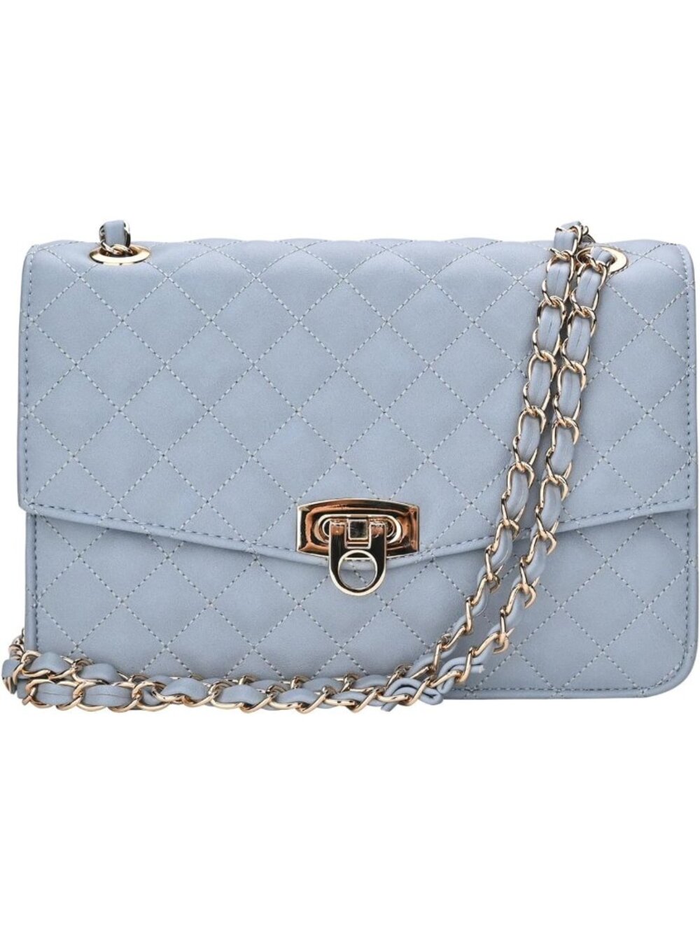 Quilted Crossbody Shoulder Bag for Women, Medium Vegan Leather Clutch with Chain